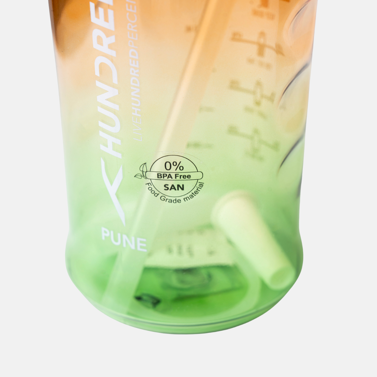 Hundred Water Bottle PUNE - Orange/Green (1000 ML)