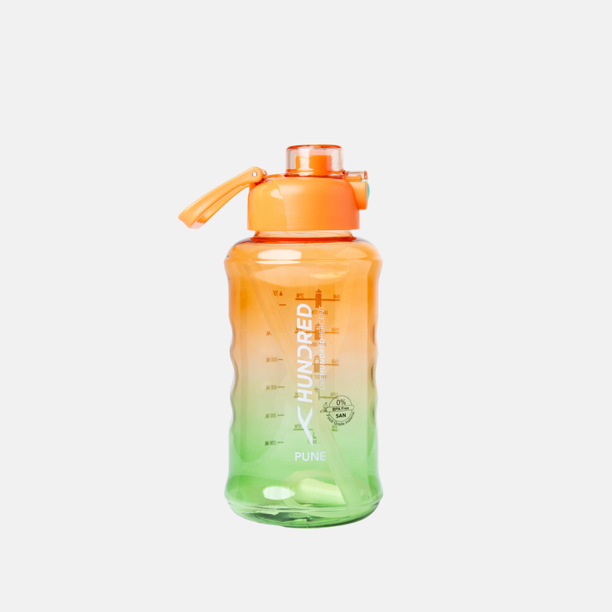 Hundred Water Bottle PUNE - Orange/Green (1000 ML)