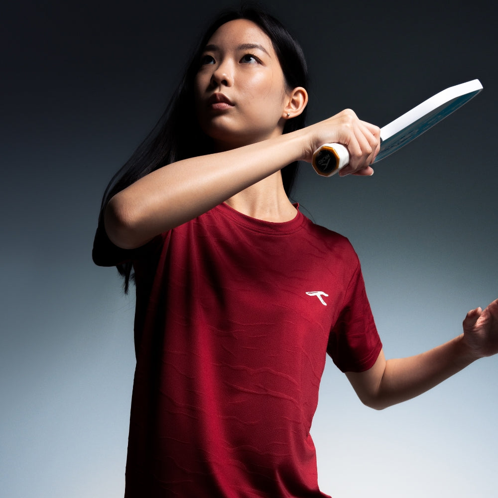 Hundred Textured Unisex Round Neck Tee - Red