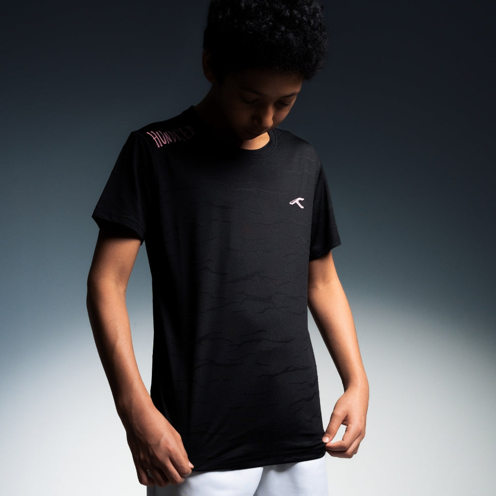 Hundred Textured Unisex Round Neck Tee - Black