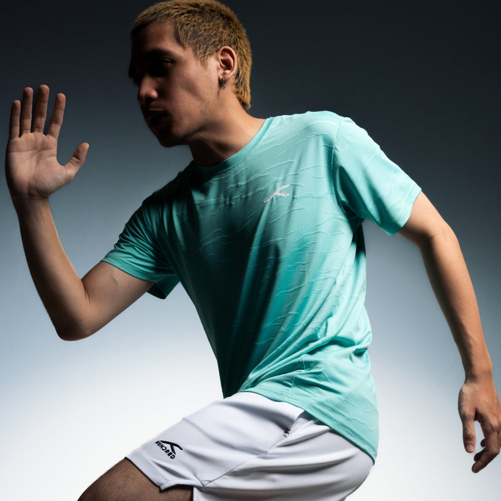 Hundred Textured Unisex Round Neck Tee - Turquoise