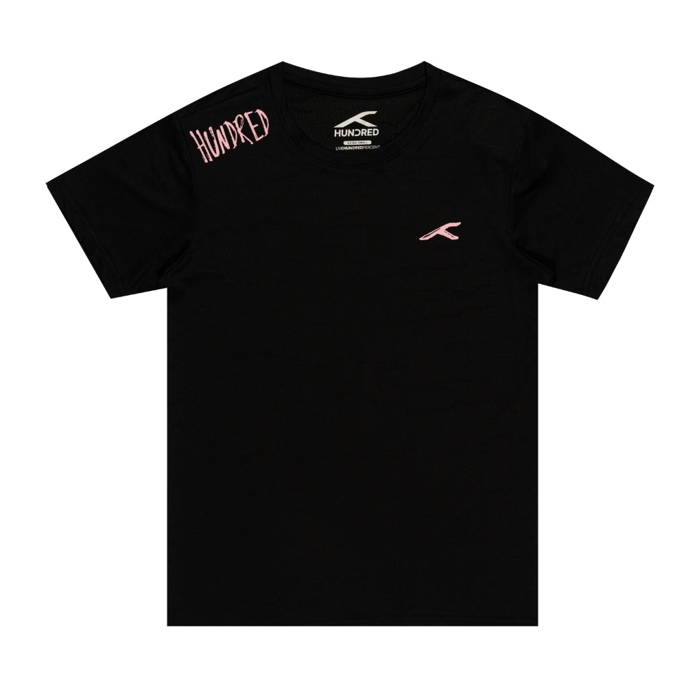 Hundred Textured Unisex Round Neck Tee - Black