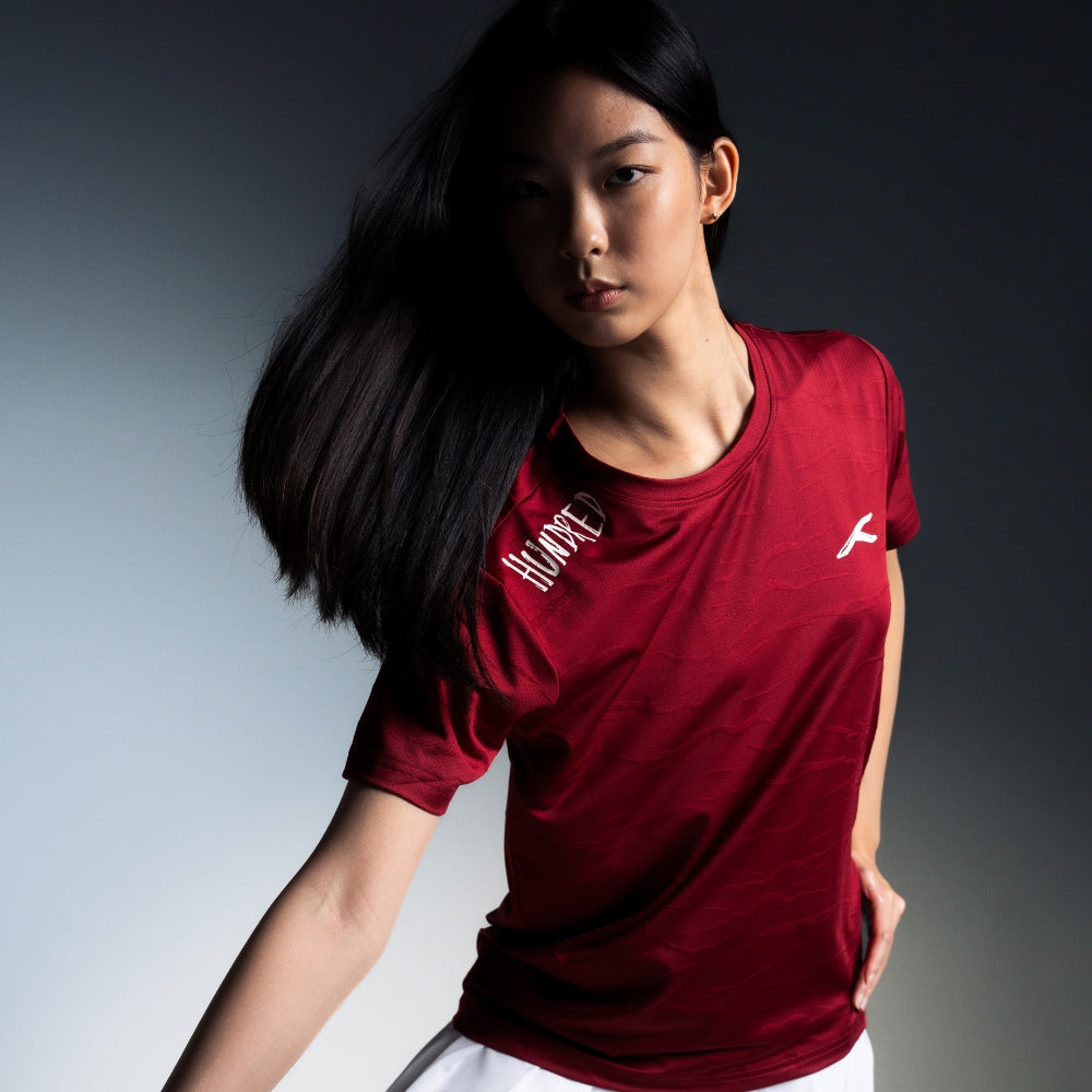 Hundred Textured Unisex Round Neck Tee - Red
