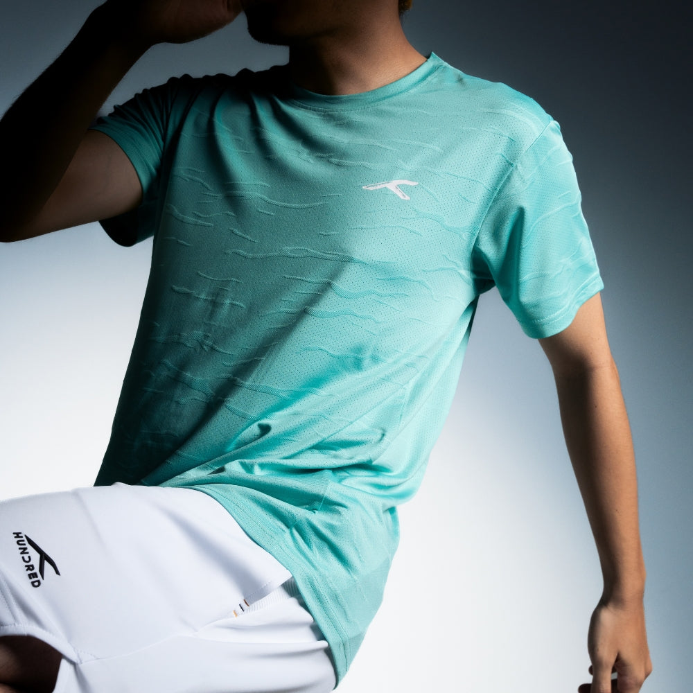 Hundred Textured Unisex Round Neck Tee - Turquoise