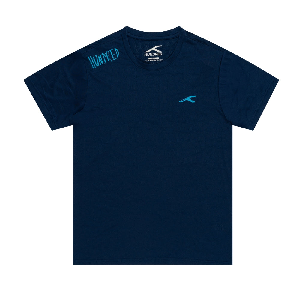 Hundred Textured Unisex Round Neck Tee - Navy