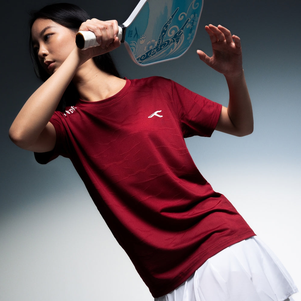 Hundred Textured Unisex Round Neck Tee - Red