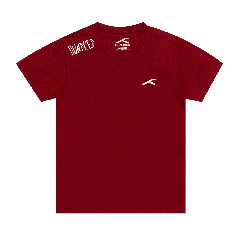 Hundred Textured Unisex Round Neck Tee - Red