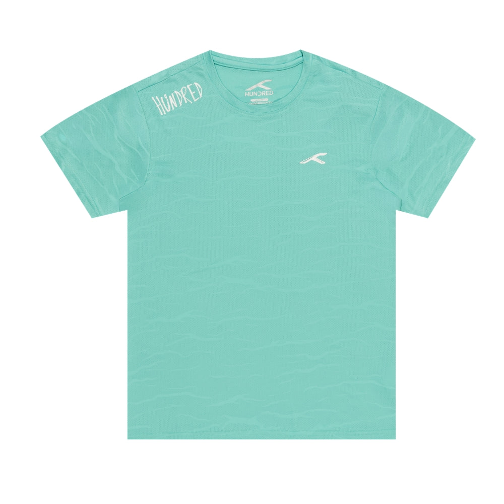 Hundred Textured Unisex Round Neck Tee - Turquoise