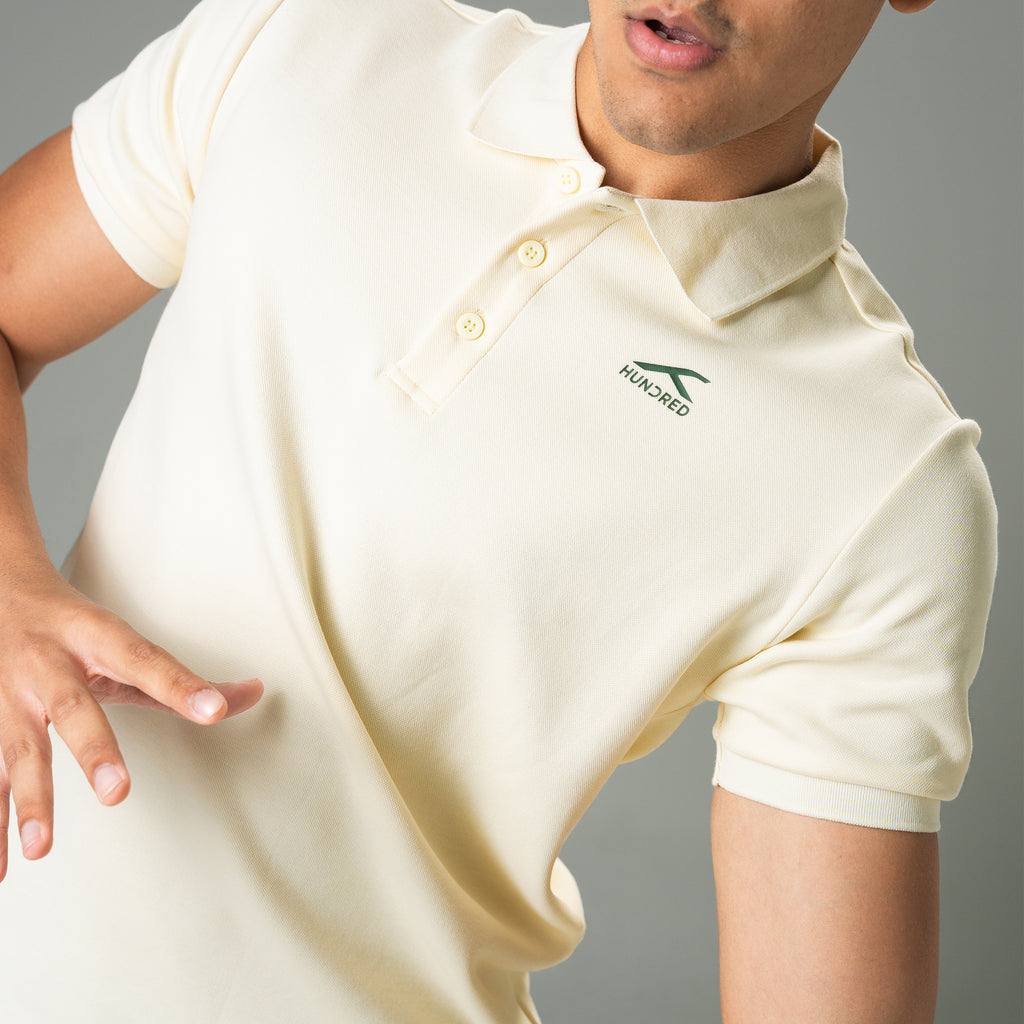 Hundred Men's Polo T-shirt - Ecru