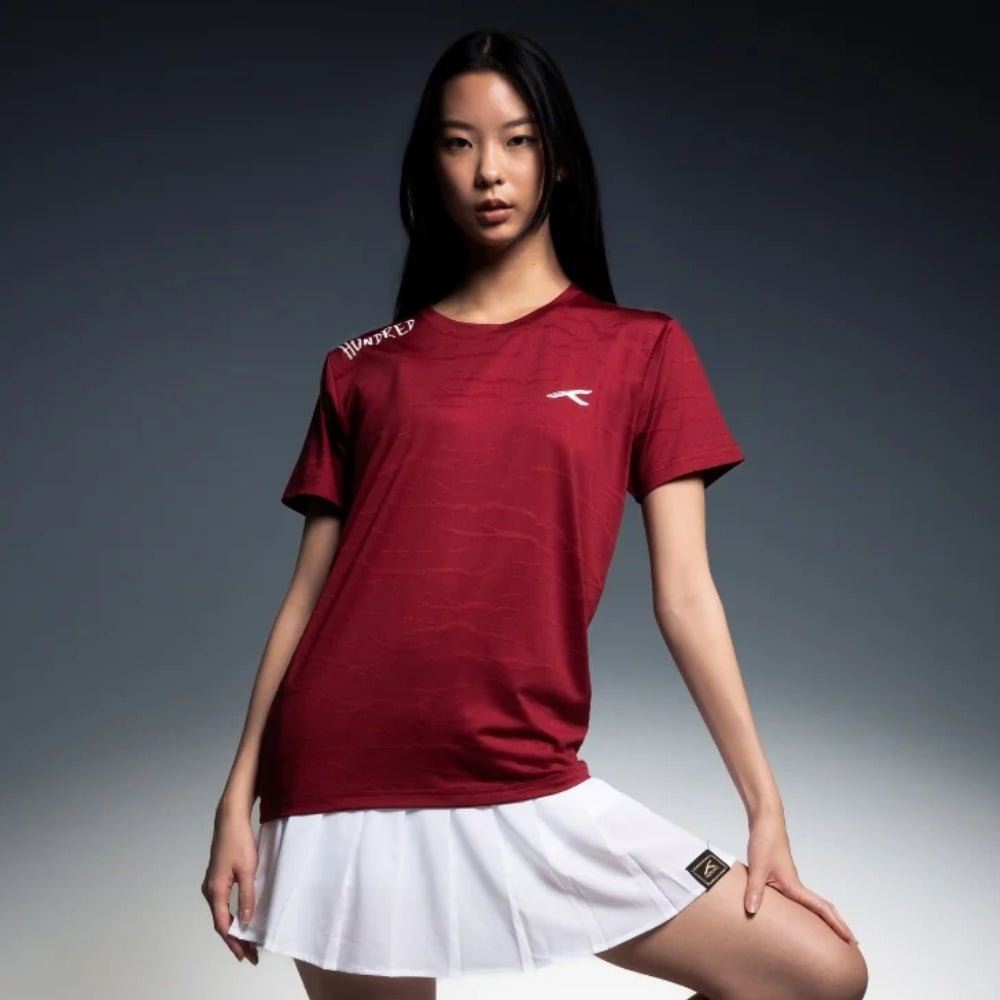 Hundred Textured Unisex Round Neck Tee - Red